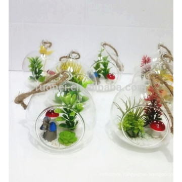 Wholesale Newest Japanese style plastic hanging indoor plants bonsai artificial mixed succulent plant bonsai